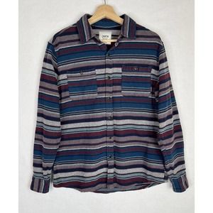Katin Surf Mens Small Hitch Flannel Striped Button Shirt Jacket Shacket